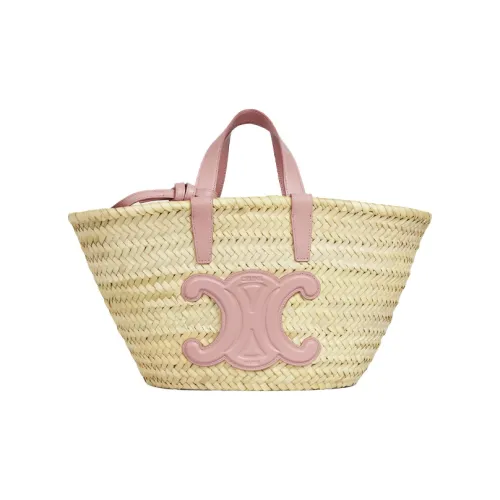 CELINE Teen Triomphe Солома Рафия Ткани вязаные Коровья кожа Обметка Тоут Корзинка-сумка Сумка через плечо Сумка