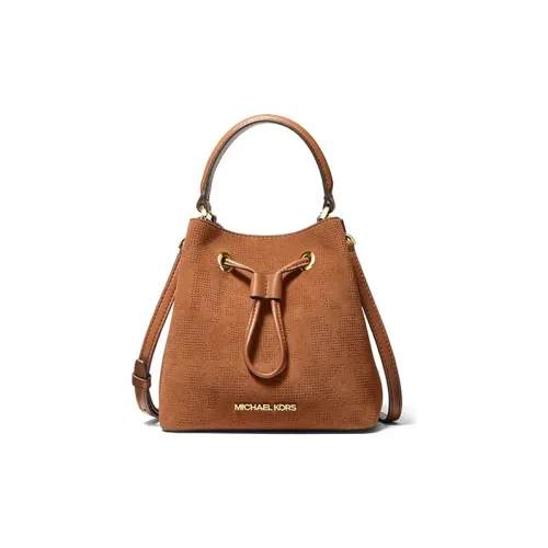 MICHAEL KORS Suri Замша Ведрообразная Сумка Сумка через плечо Сумка через плечо Маленькая Женская Коричневая
