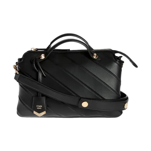 FENDI By The Way Series Sarja Телячья Кожа Бостон Сумка через плечо Сумка Сумка Маленькая Женская Черная