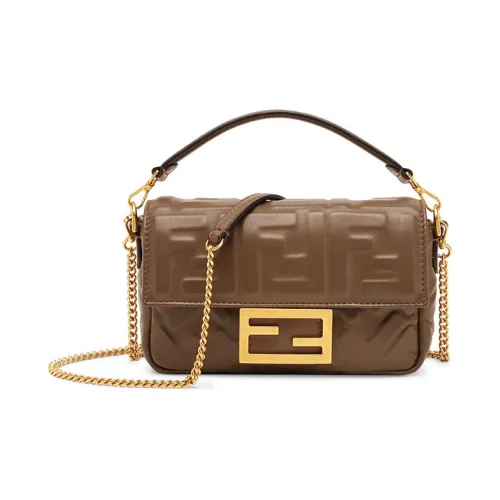 FENDI Baguette Кожа Наппа Багет Сумка Сумка через плечо Сумка на одно плечо Мини Женская Коричневая