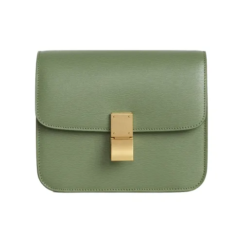 CELINE Классическая Bo Пробка с текстурой Воловья кожа Ручная сумка Сумка через плечо Сумка на плечо Женская Светлый хаки Зеленый