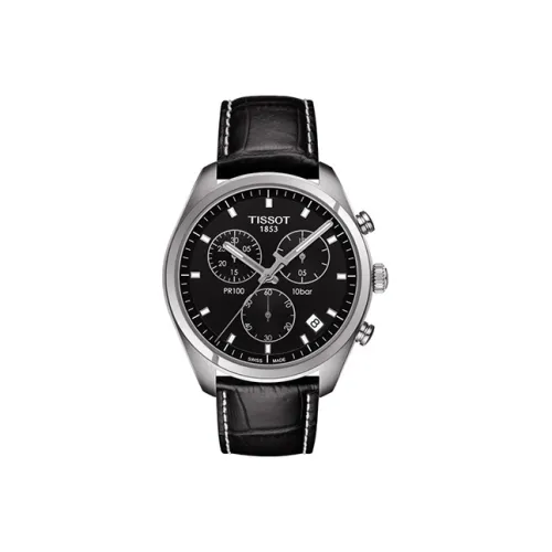 Tissot PR100 Collection Кварцевый механизм Мужские часы Часы 41 мм Черный циферблат Корпус из нержавеющей стали