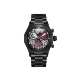 RGA792 - Черный корпус, черно-красный стальной браслет