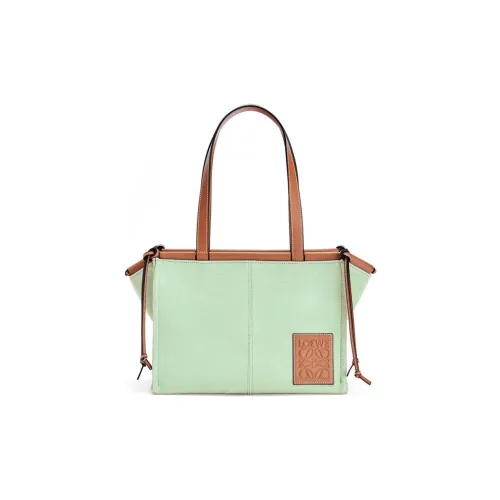 LOEWE Cushion Tote Canvas Телячья кожа Сумка-тоут Сумка для покупок Сумка через плечо Сумка Холщовая сумка Женская Светло-зеленая