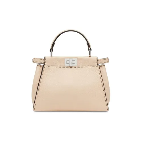 FENDI Peekaboo Кожа Сумка через плечо Сумка Мини Женская Бежевая