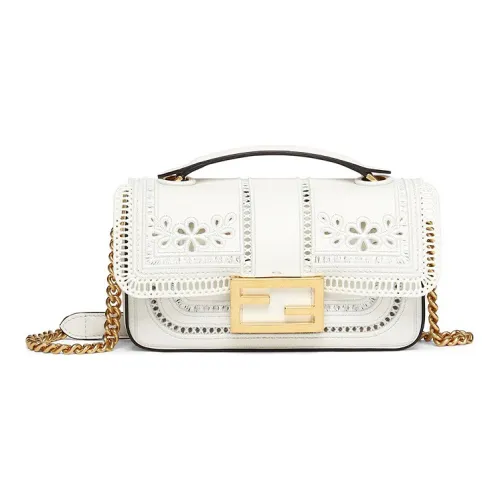 FENDI Baguette Телячья кожа Овечья шкура Сумка через плечо Сумка Мини Women's White