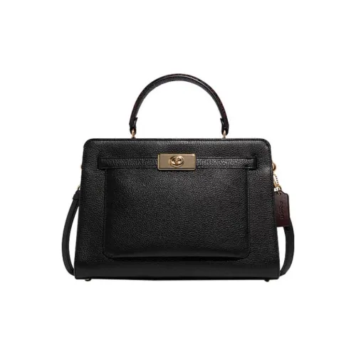 COACH LaneCarryall Кожа Одно плечо Ручная сумка Сумка через плечо Большая Женская Черная