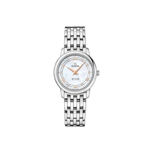 OMEGA Quartz Movement Женские Elegant Saucer Series Часы 27,4 мм Белый