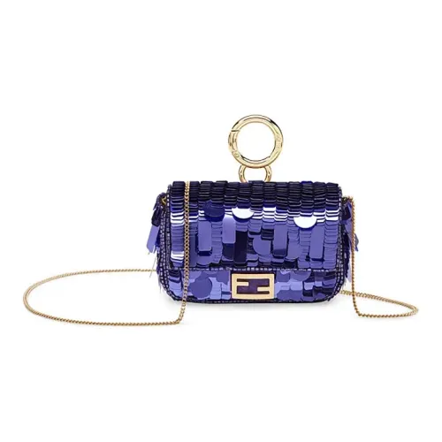 FENDI Baguette Кожа Монета Кошелек Baguette Сумка Сумка через плечо Экстра мини Женская Фиолетовая