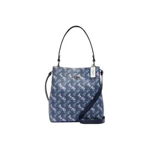COACH Town Сумка-ведро из галечной кожи сумка через плечо сумка среднего размера женская синяя