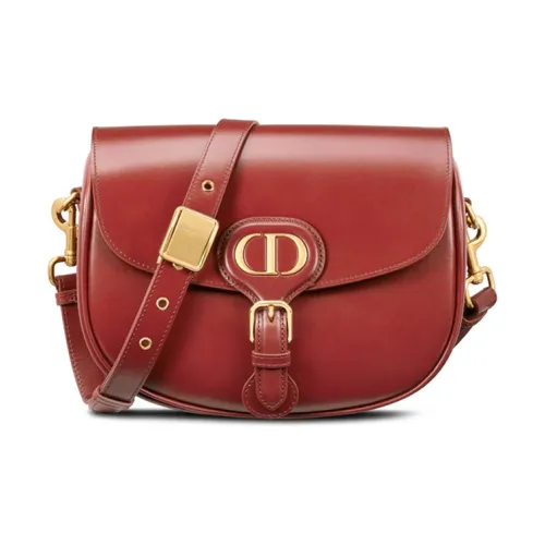 DIOR Bobby Гладкая отделка Телячья кожа Одно плечо Через плечо Клатч Средний Женские Кирпично-красный