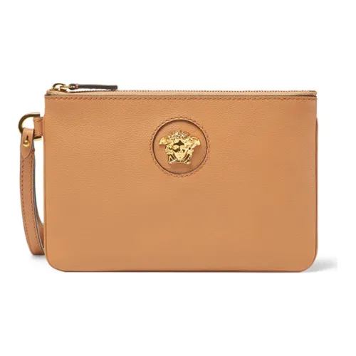 VERSACE Клатч из коровьей кожи кошелек для монет женский карамельный