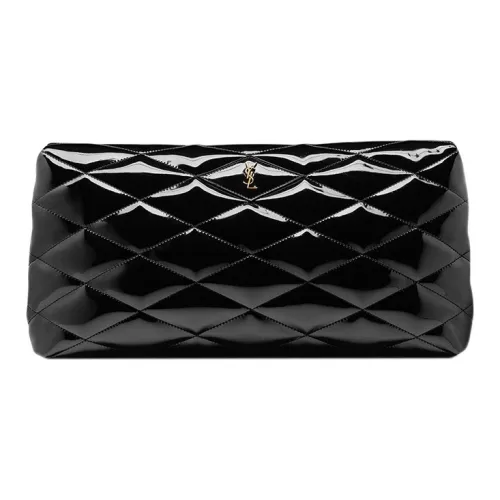 SAINT LAURENT Клатч с застежкой на кнопке большой женский черный