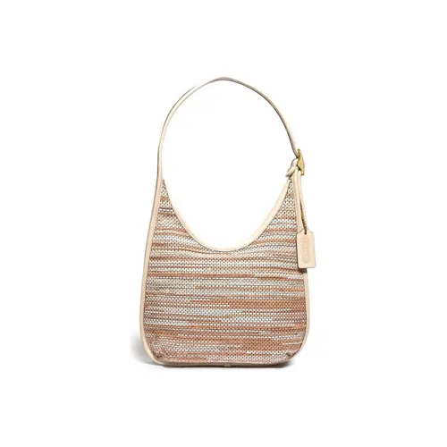 COACH Ergo Кожа Сумка-хобо Сумка-полумесяц Сумка через плечо Сумка среднего размера Женская Бежевая Смешанная