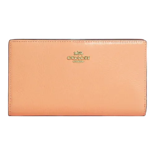 COACH Slim Wallet Кожа Держатель для карт кошелек Средний Женские Нюдово-розовый