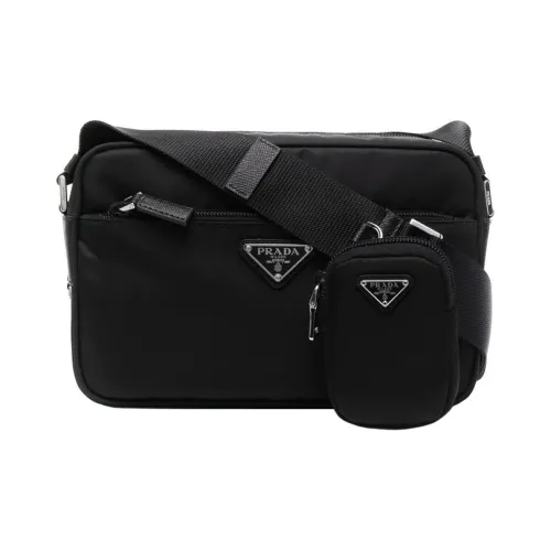 PRADA Нейлон с кожей Saffiano 2-в-1 комбинированная сумка сумка через плечо женская черная