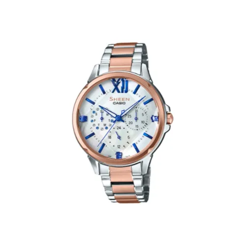 CASIO SHEEN Кварцевый механизм нержавеющая сталь ремешок женские часы белый циферблат