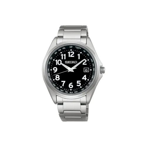 SEIKO Solar Кварцевый механизм Титан Ремешок Часы Мужские Черный циферблат SBTM329