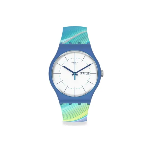 Swatch Quartz Механизм Унисекс Часы 34 мм Белый Циферблат Bio Based Материал Корпус Часы Силиконовый Ремешок