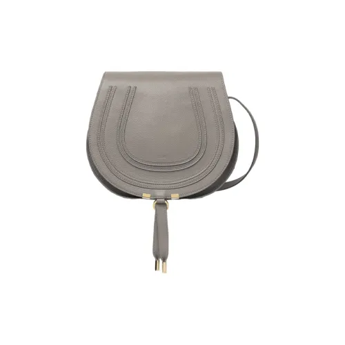 Chloe Chloé сумки с рельефной текстурой телячья кожа седельная сумка плечевая сумка средний размер женский серый