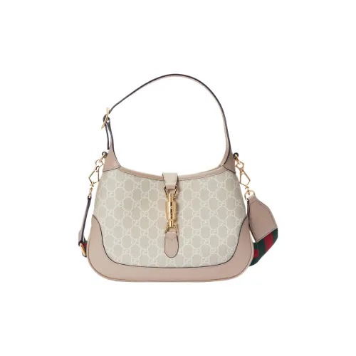 GUCCI Jackie 1961 Холст с кожей Комбинированный Лунный Сумка на плечо Сумка через плечо Женская Бежевая