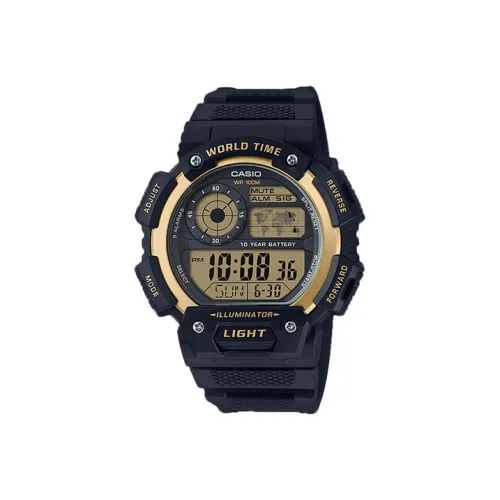 CASIO YOUTH Collection Циферблат с цифровым дисплеем Кварцевый механизм Смольный ремешок Часы Мужские часы Золотой циферблат