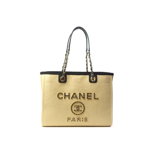 CHANEL Коровья кожа BEACH BAG Тоут Сумка Маленькая Женская Бежевая