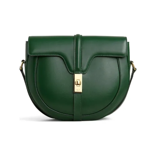 CELINE 16Besace Сатин Телячья кожа Сумка Сумка через плечо Маленькая Женская Малахитово-зеленый