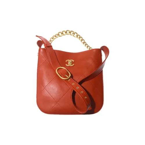 CHANEL Телячья кожа Тоут Сумка Сумка для покупок Сумка-хобо Сумка Сумка через плечо Сумка через плечо Женская Грязно-оранжевый