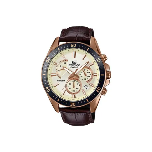 CASIO EDIFICE Кварцевый механизм натуральная кожа ремешок часы 53*47*12,3 мм мужские часы белый циферблат