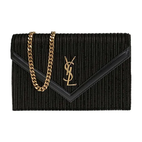 SAINT LAURENT Монограмма Бархат с кожаными вставками цепочка кошелек сумка через плечо сумка на плечо женский черный