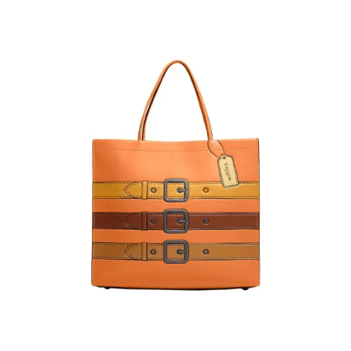 COACH Cashin Кожа Тоут Сумка Одно плечо Большая Женская Апельсин