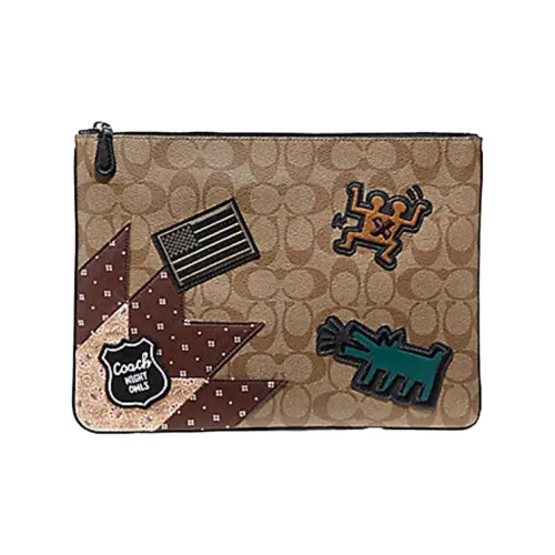 COACH Keith Haring Коллаборация Сумочка для украшений кожа клатч большой мужской хаки