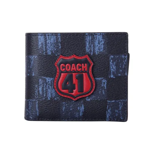 COACH Компактный клатч из ПВХ кошелек мужской синий черный