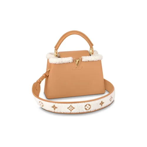 LOUIS VUITTON Capucines Шерсть Отделка Capson Сумка Женская Оранжевая