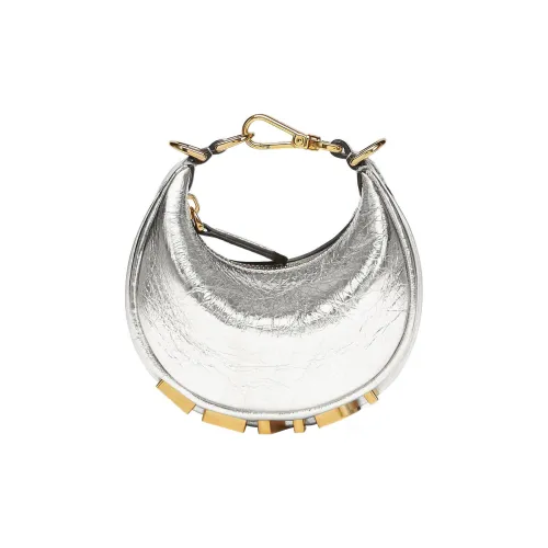 FENDI Fendigraphy Овчина Сумка на запястье Мини Женское Серебро