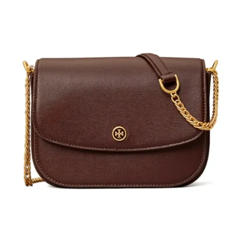 Tory Burch Robinson Кожа Цепь Сумка через плечо Женская Темно-красная Коричневая