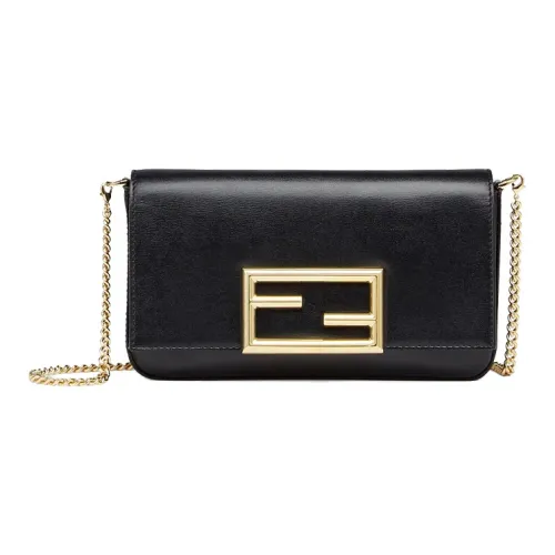 FENDI Телячья кожа Цепочка Кошелек Сумка через плечо Мини Женская Черная