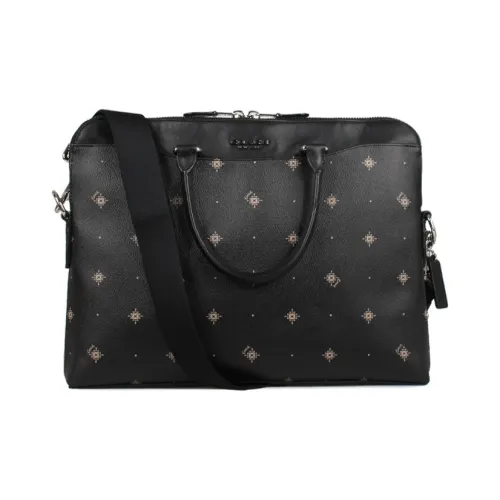 COACH Beckett Покрытый холст с телячьей кожей Одно плечо Портативный портфель сумка для ноутбука бизнес-сумка Большая Мужская Черная