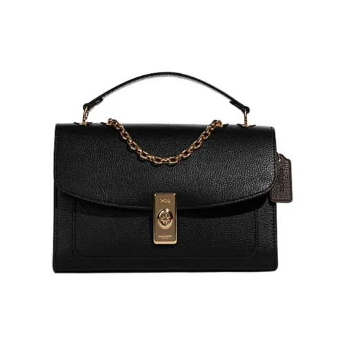 COACH Lane Кожа Аккордеонная Сумка Сумка через плечо Сумка на плечо Большая Женская Черная