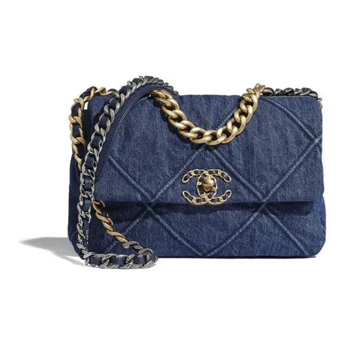 CHANEL 19Bag Деним Сумка с клапаном Сумка через плечо Маленькая Женская Синяя