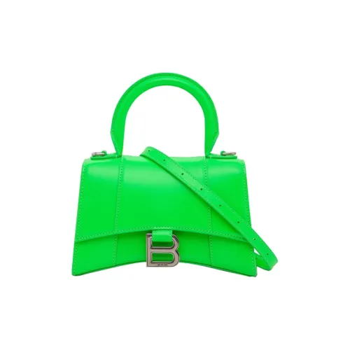 Balenciaga HOURGLASS Гладкая Телячья Кожа Сумка Hourglass Сумка через плечо Сумка Экстра Маленькая Женская Неоново-Зеленая
