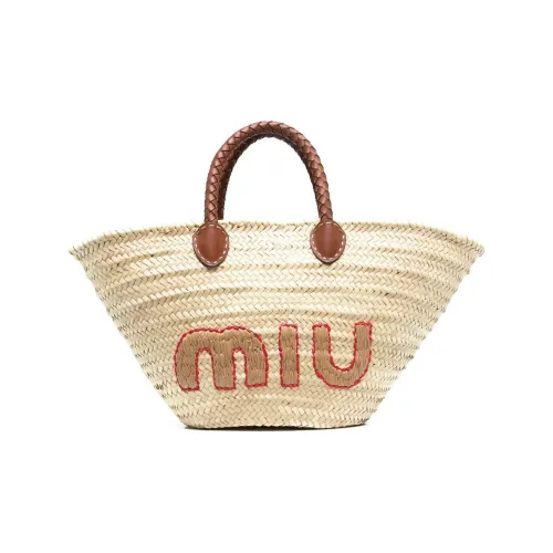 MIU MIU Кожа Тоут Сумка Сумка для покупок Сумка на плечо Сумка Женская Бежевая