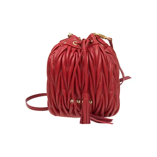 MIU MIU Sheepskin Bucket Bag Handbag Crossbody Bag Shoulder Bag Women's Red