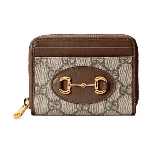 GUCCI Horsebit 1955 Холст и Кожа Кошелек Унисекс Эбеновое дерево и Коричневый