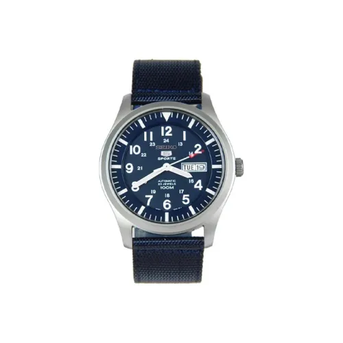 Коллекция SEIKO 5 Автоматический Механический Механизм Часы с Нейлоновым Ремешком Мужские Часы Синий Циферблат SNZG11K1