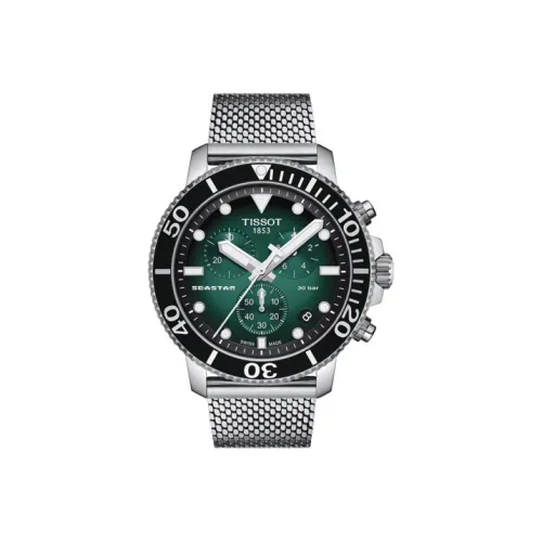 Tissot Starfish Collection Кварцевый механизм Мужские часы Циферблат 45,5 мм Зеленый корпус из нержавеющей стали