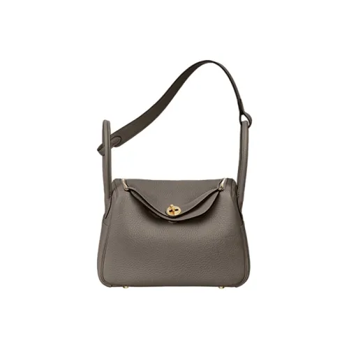 HERMES Lindy Clemence Bullock Кожа Сумка Сумка через плечо Женская 8F Gris Etain Олово-серый