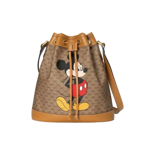 GUCCI Disney Коллаборация кожа шнур ведрообразная сумка сумка через плечо унисекс