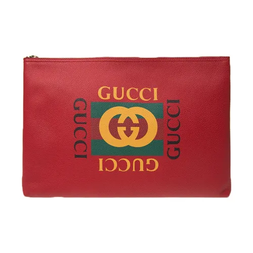 GUCCI Клатч из коровьей кожи большой унисекс красный